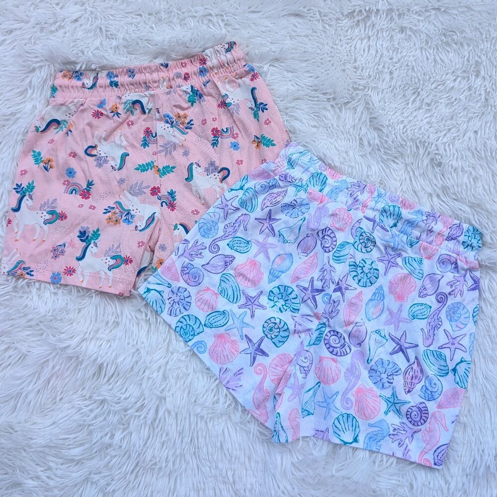 Pack of Colorful Kids' Shorts with Whimsical Unicorn & Seaside Themes NWOT